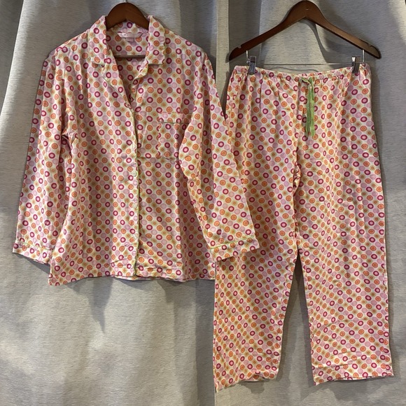 Victoria's Secret Other - Vtg Victorias Secret Flannel Pajama Set Womens Medium 100% Cotton Circles Y2K